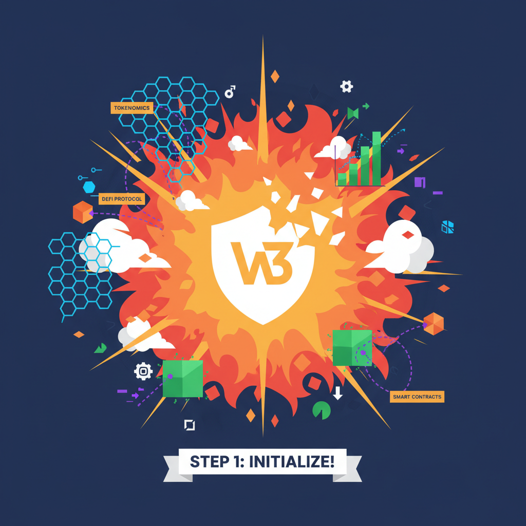 explosive creation of web3 project dashboard, fiery background, tactical UI elements